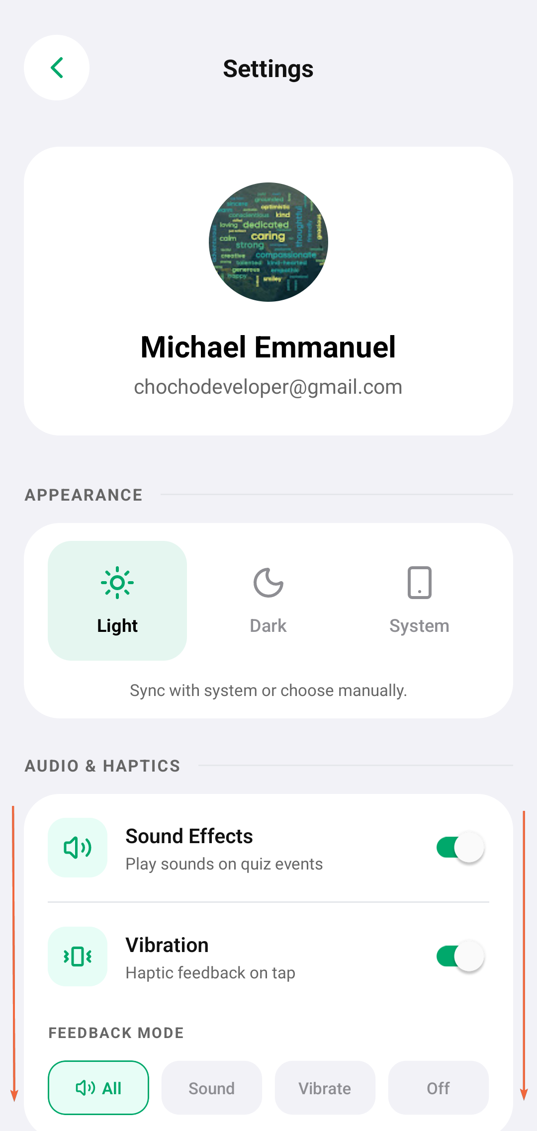 Settings Menu