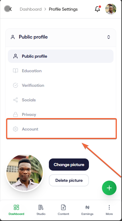 Account Settings Mobile