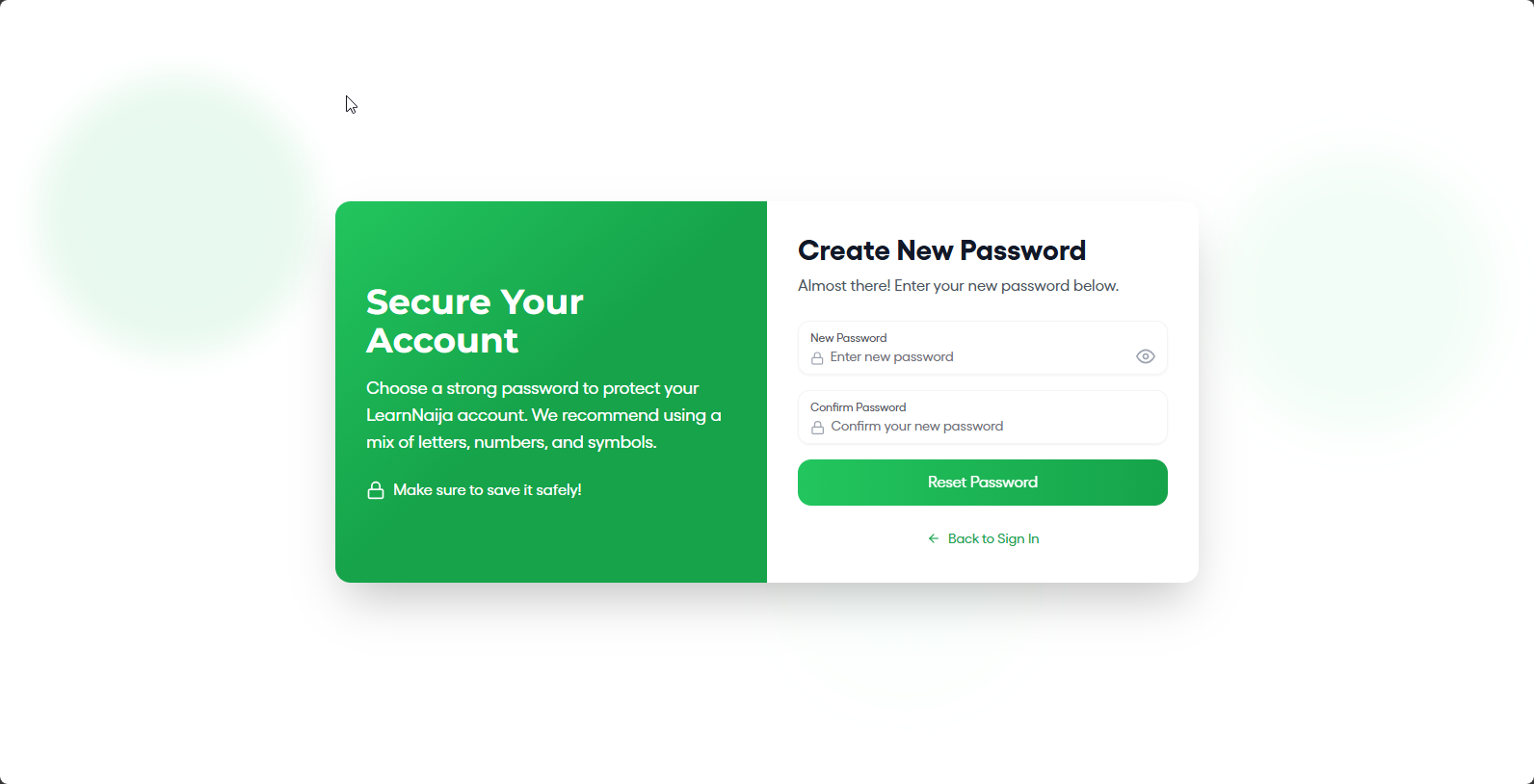 New Password Desktop